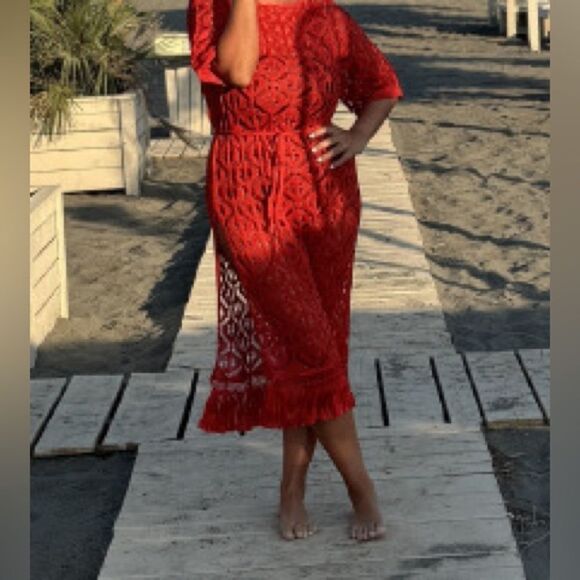 Zara long fringed open knit tunic - Picture 3 of 8